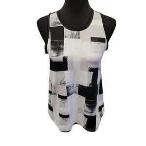 Anthropologie Black and White Geometric Top Size XS NWOT